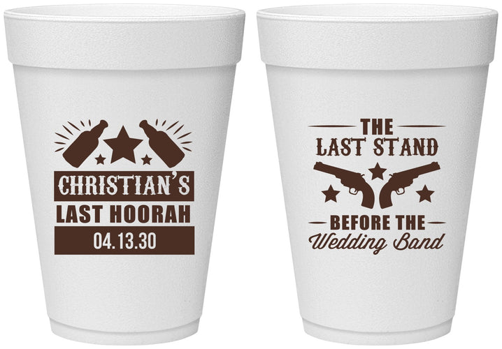 Personalized Bachelor Party 16 oz Foam Cups - Last Stand | 40046