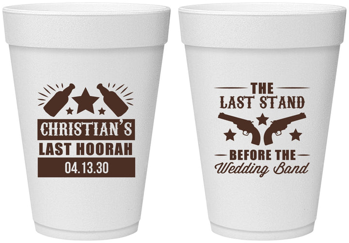 Personalized Bachelor Party 16 oz Foam Cups - Last Stand | 40046