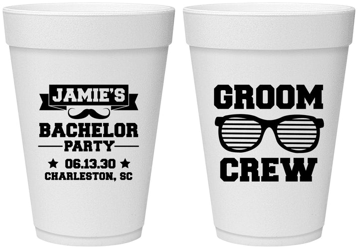 Personalized Bachelor Party 16 oz Foam Cups - Groom Crew | 40047