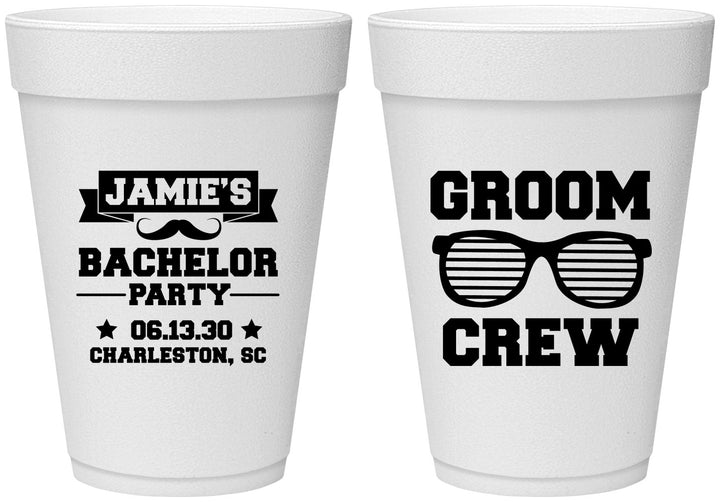 Personalized Bachelor Party 16 oz Foam Cups - Groom Crew | 40047
