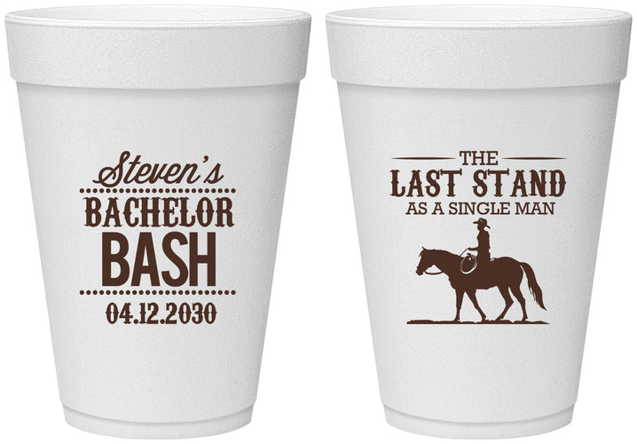 Personalized Bachelor Party 16 oz Foam Cups - The Last Stand | 40050