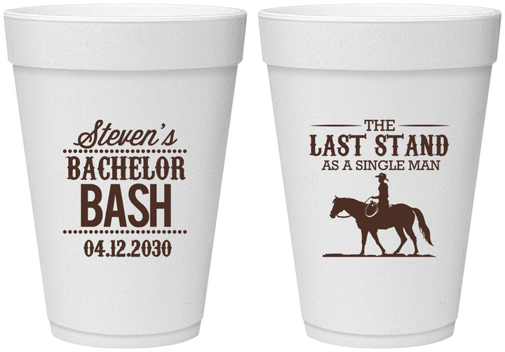 Personalized Bachelor Party 16 oz Foam Cups - The Last Stand | 40050