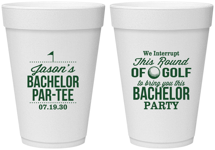 Personalized Bachelor Party 16 oz Foam Cups - Golf | 40052
