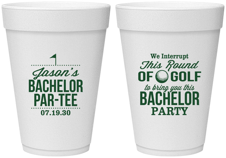 Personalized Bachelor Party 16 oz Foam Cups - Golf | 40052