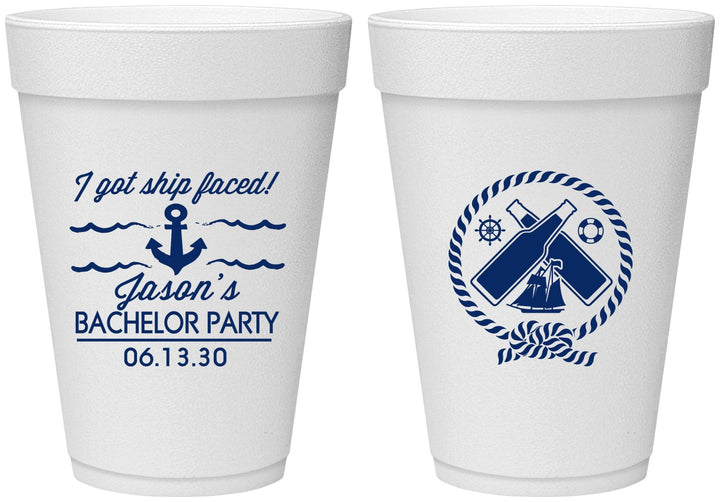 Personalized Bachelor Party 16 oz Foam Cups - Anchor | 40054