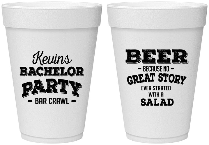 Personalized Bachelor Party 16 oz Foam Cups - Great Story | 40057