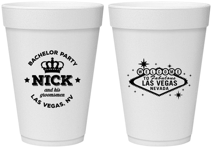 Personalized Bachelor Party 16 oz Foam Cups - Last Vegas | 40059