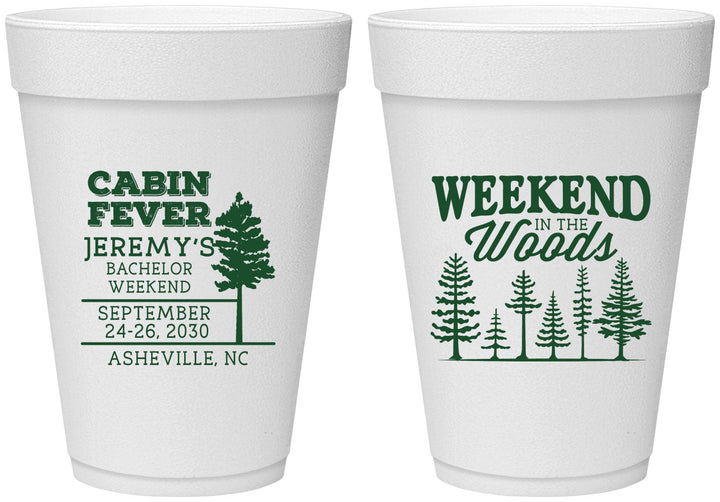 Personalized Bachelor Party 16 oz Foam Cups - Camping | 40065