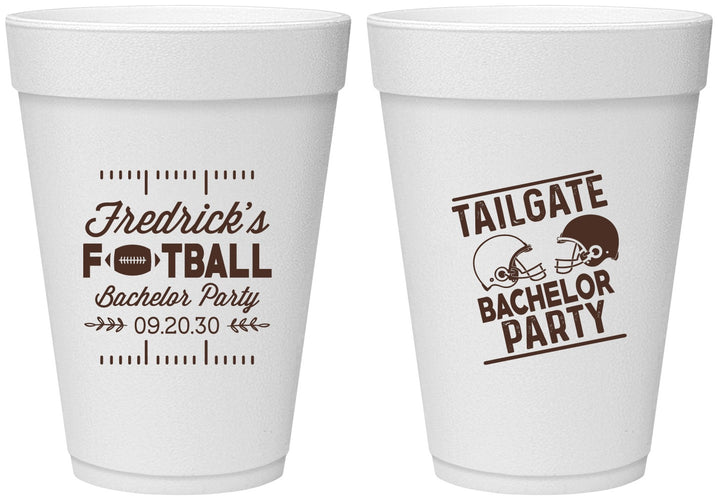 Personalized Bachelor Party 16 oz Foam Cups - Football | 40067