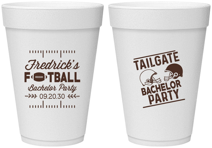 Personalized Bachelor Party 16 oz Foam Cups - Football | 40067