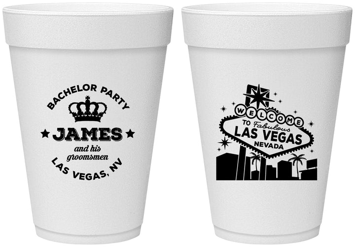 Personalized Bachelor Party 16 oz Foam Cups - Las Vegas | 40069