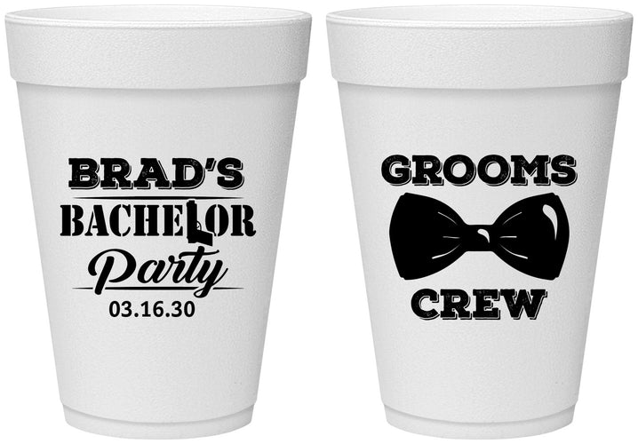 Personalized Bachelor Party 16 oz Foam Cups - Grooms Crew | 40070