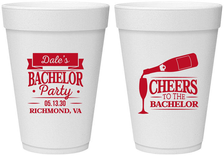Personalized Bachelor Party 16 oz Foam Cups - Cheers | 40072