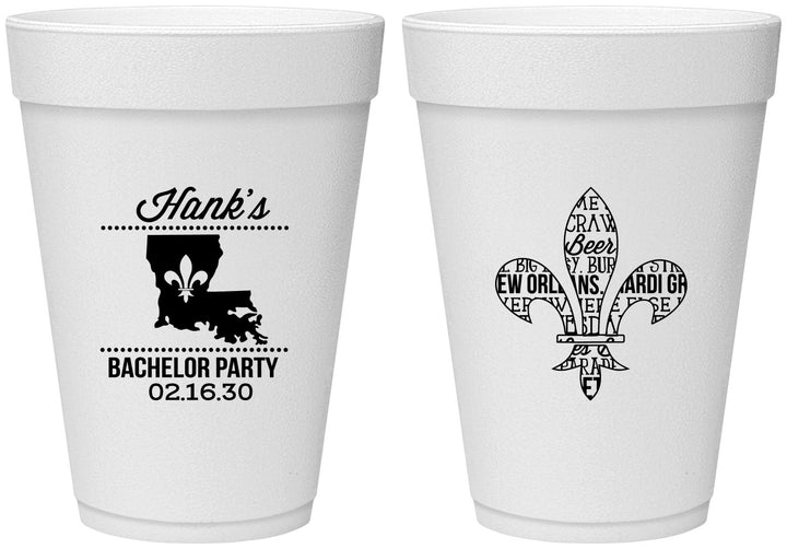 Personalized Bachelor Party 16 oz Foam Cups - New Orleans | 40074