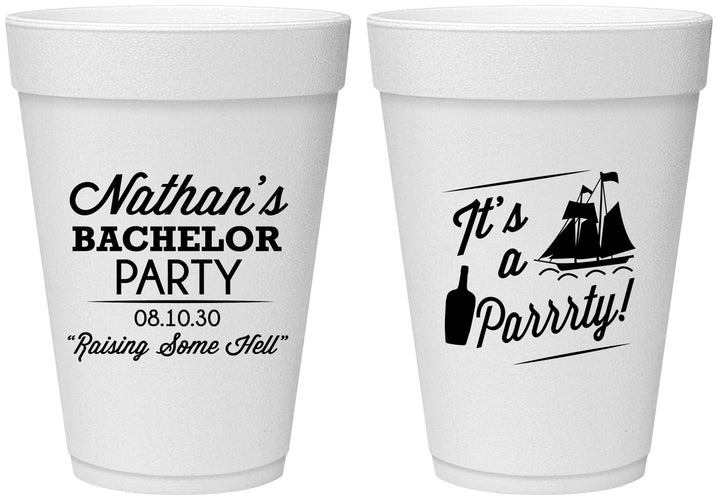 Personalized Bachelor Party 16 oz Foam Cups - Boat | 40076