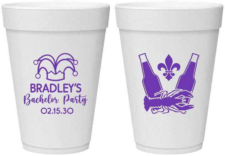 Personalized Bachelor Party 16 oz Foam Cups - New Orleans | 40077