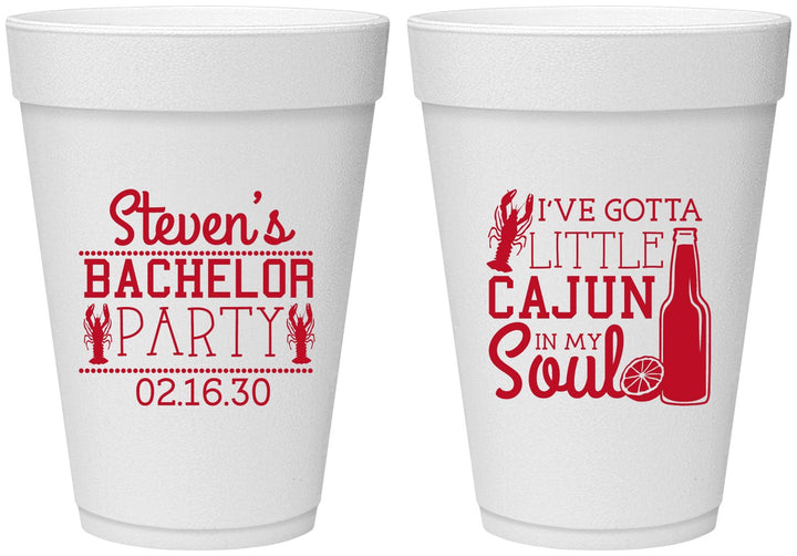 Personalized Bachelor Party 16 oz Foam Cups - Cajun In My Soul | 40078