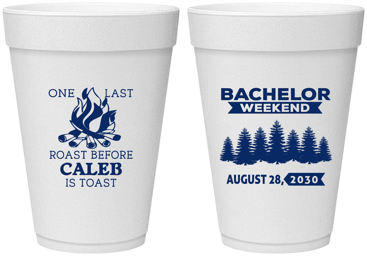 Personalized Bachelor Party 16 oz Foam Cups - Camping | 40079