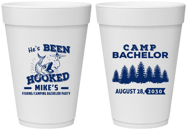 Personalized Bachelor Party 16 oz Foam Cups - Fishing | 40080