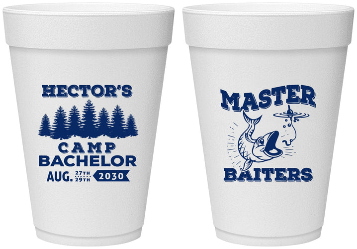 Personalized Bachelor Party 16 oz Foam Cups - Fishing | 40081