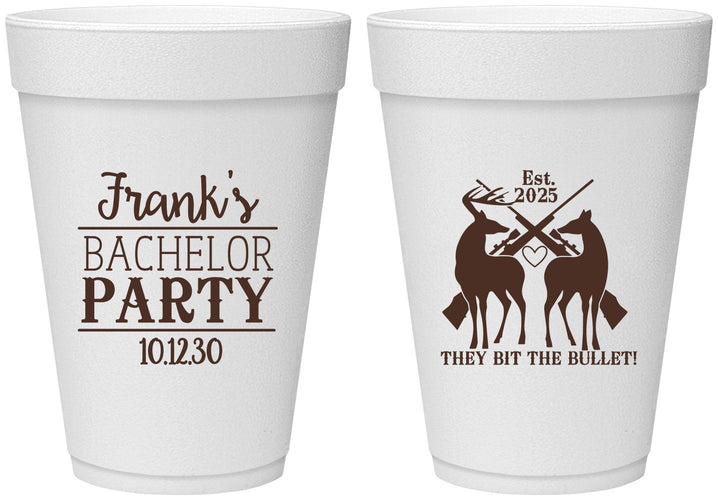 Personalized Bachelor Party 16 oz Foam Cups - Hunting | 40083