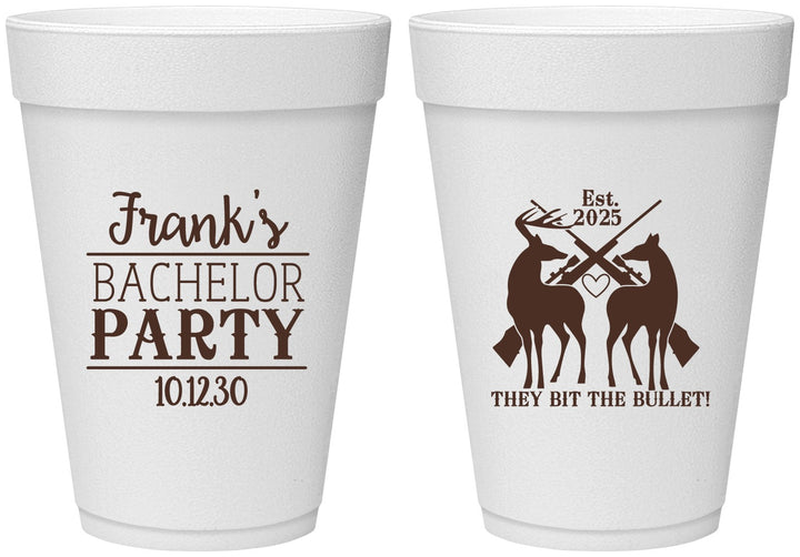 Personalized Bachelor Party 16 oz Foam Cups - Hunting | 40083