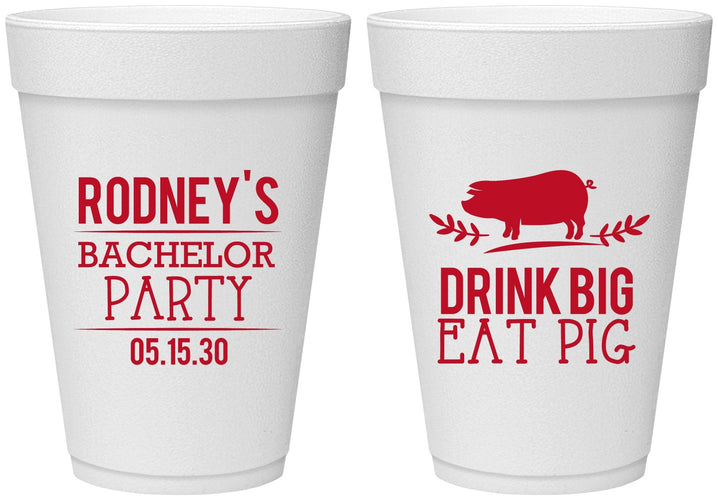 Personalized Bachelor Party 16 oz Foam Cups - Bbq | 40088