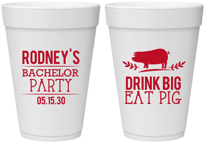 Personalized Bachelor Party 16 oz Foam Cups - Bbq | 40088