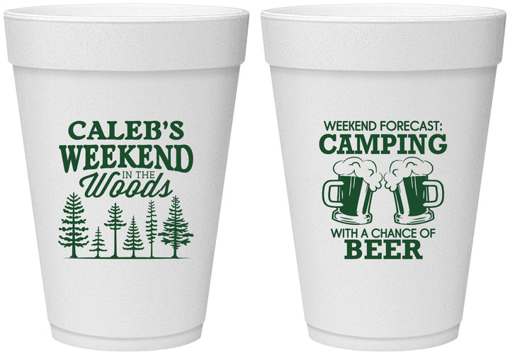 Personalized Bachelor Party 16 oz Foam Cups - Camping | 40091