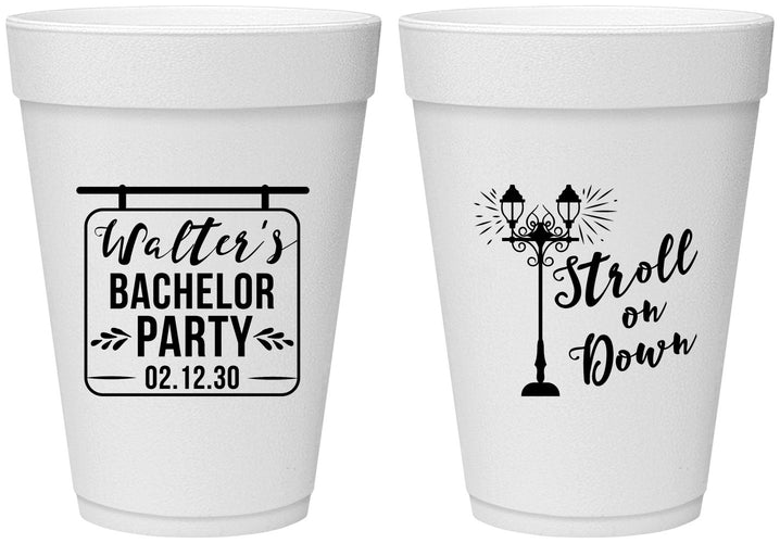 Personalized Bachelor Party 16 oz Foam Cups - Mardi Gras | 40092