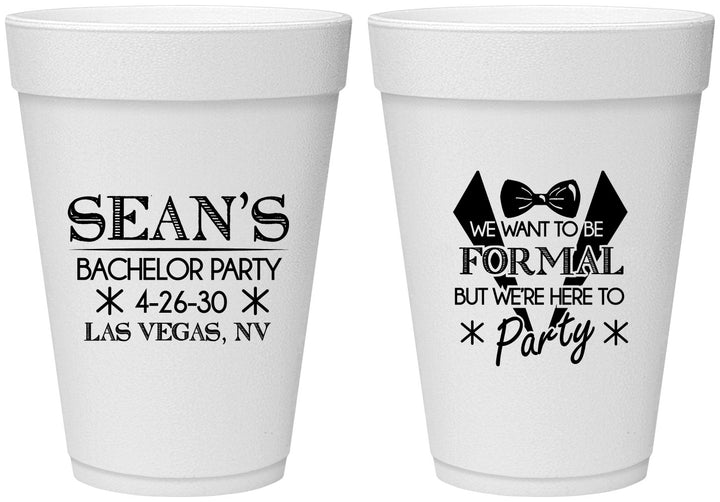 Personalized Bachelor Party 16 oz Foam Cups - Forma | 40098
