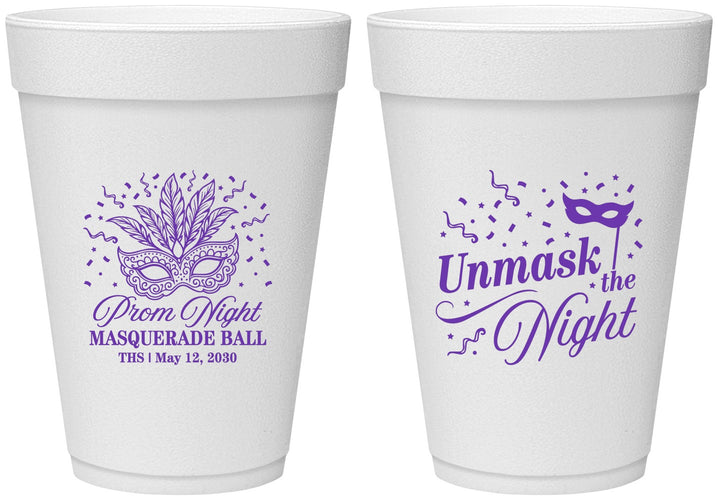 Personalized Prom 16 oz Foam Cups - Masquerade Ball | 50011