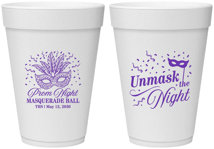 Personalized Prom 16 oz Foam Cups - Masquerade Ball | 50011
