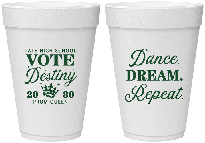 Personalized Prom 16 oz Foam Cups - Queen Vote | 50016