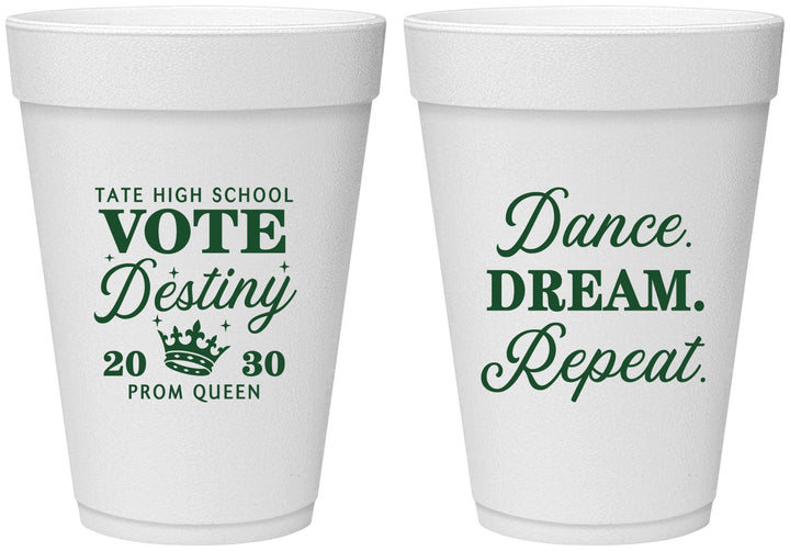Personalized Prom 16 oz Foam Cups - Queen Vote | 50016