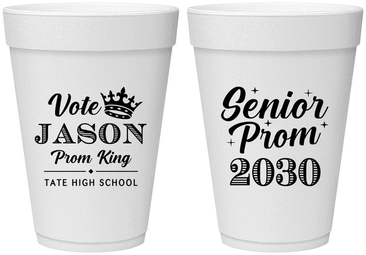 Personalized Prom 16 oz Foam Cups - King Vote | 50019