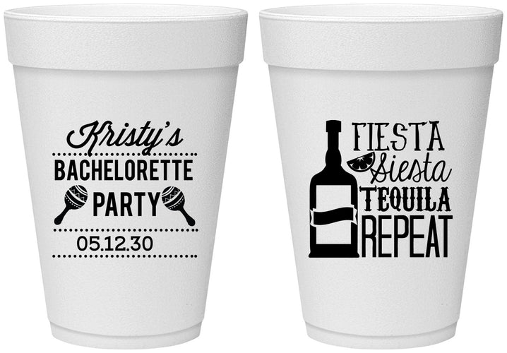 Personalized Bachelorette 16 oz Foam Cups - Fiesta Siesta Tequila Repeat | 60002