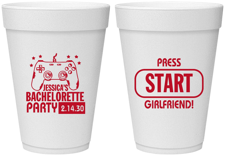Personalized Bachelorette 16 oz Foam Cups - Video Games | 60009