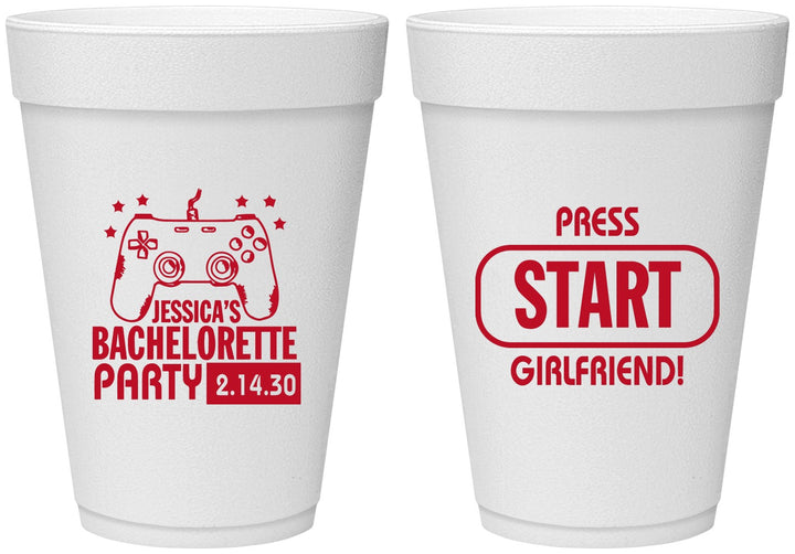 Personalized Bachelorette 16 oz Foam Cups - Video Games | 60009