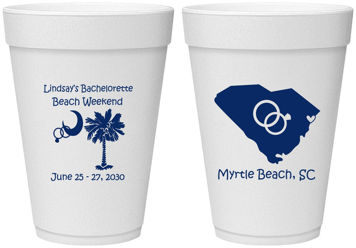 Personalized Bachelorette 16 oz Foam Cups - South Carolina | 60012