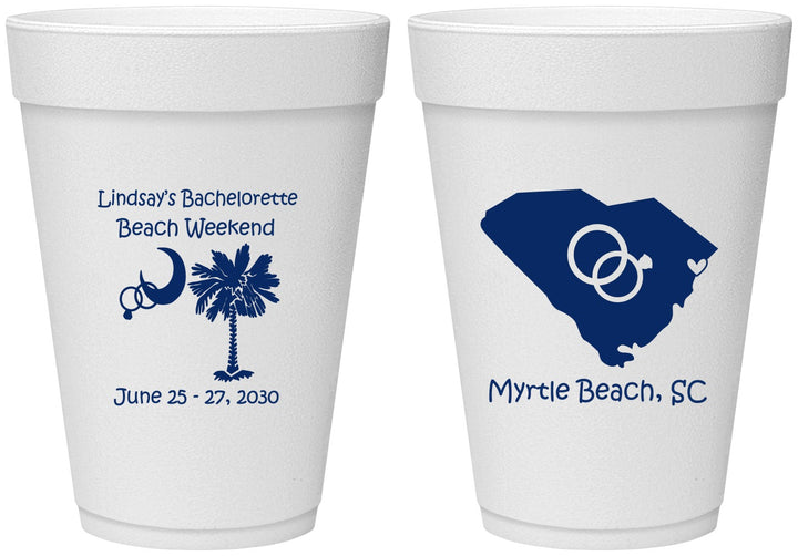 Personalized Bachelorette 16 oz Foam Cups - South Carolina | 60012
