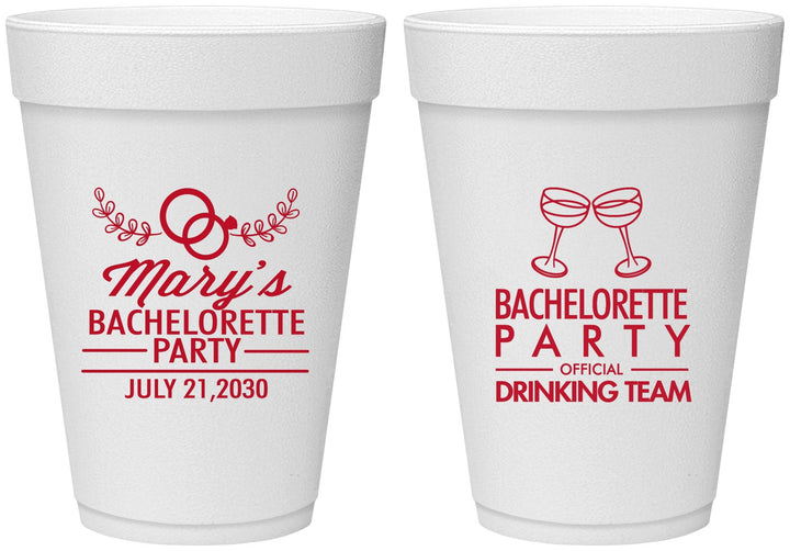Personalized Bachelorette 16 oz Foam Cups - Official Drink Team | 60017