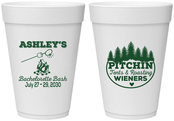 Personalized Bachelorette 16 oz Foam Cups - Camping | 60018