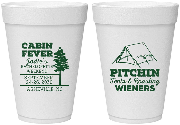 Personalized Bachelorette 16 oz Foam Cups - Camping | 60019