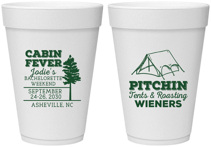 Personalized Bachelorette 16 oz Foam Cups - Camping | 60019
