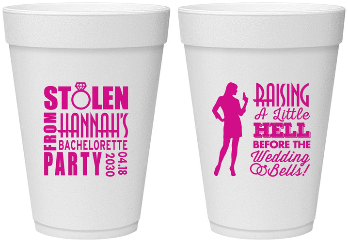 Personalized Bachelorette 16 oz Foam Cups - Raising A Little Hell | 60020
