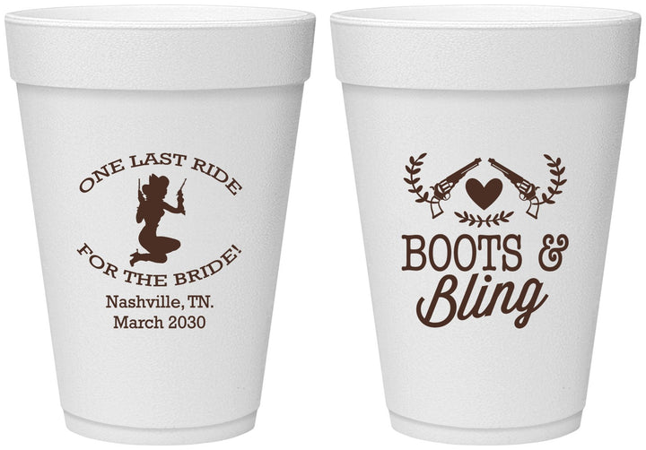 Personalized Bachelorette 16 oz Foam Cups - One Last Ride | 60024