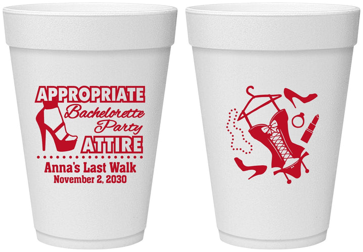 Personalized Bachelorette 16 oz Foam Cups - Last Walk | 60032