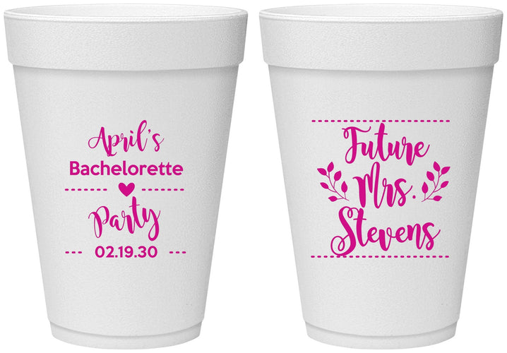 Personalized Bachelorette 16 oz Foam Cups - Future Mrs | 60037