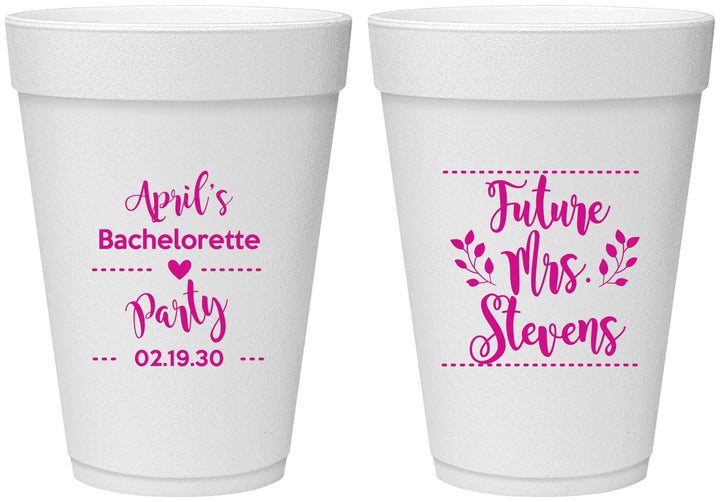 Personalized Bachelorette 16 oz Foam Cups - Future Mrs | 60037